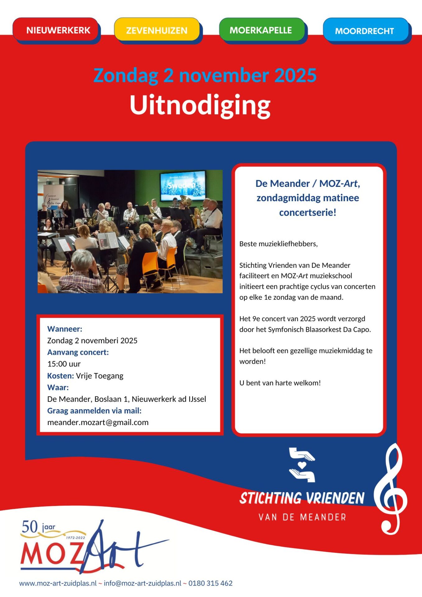 Uitnodiging MOZ-Art De Meander 9e concert 2 nov 2025